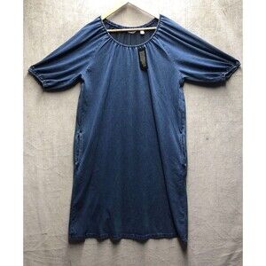 D&Co Denim Dress Size Small Blouson Pockets Casual Cottage